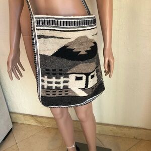 Peruvian Multicolored Knitted Handmade Hand-Crafted Vintage Crossbody Wool Bag